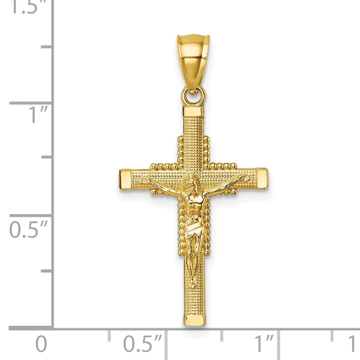 Lovely Rita's Charms & Pendants 14K Yellow Gold Classic Polished D.C Textured Crucifix Cross Pendant