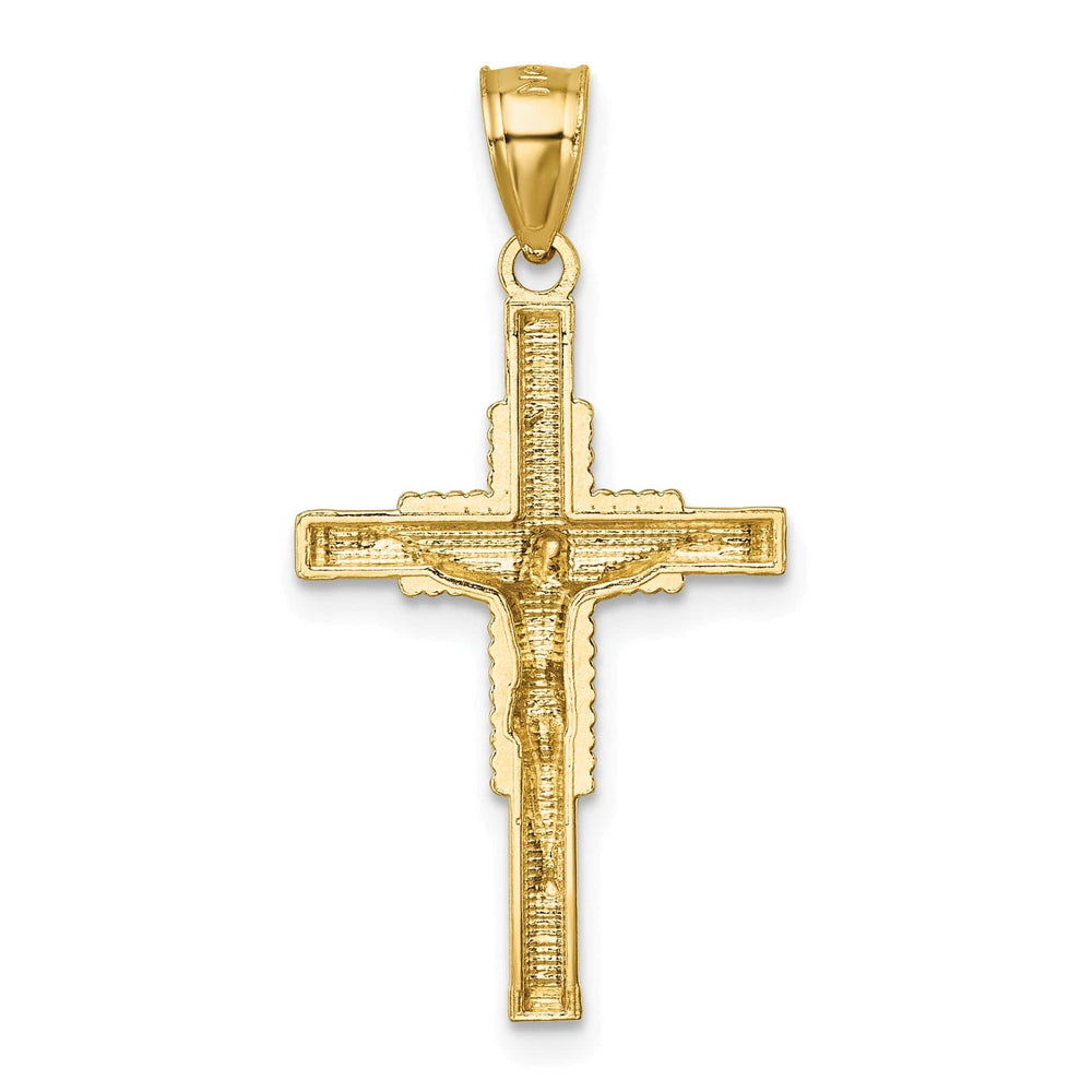 Lovely Rita's Charms & Pendants 14K Yellow Gold Classic Polished D.C Textured Crucifix Cross Pendant