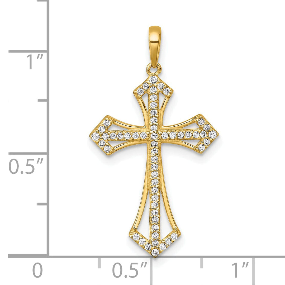 Lovely Rita's Charms & Pendants 14K Yellow Gold Classic Polished Fancy CZ Passion Cross Pendant