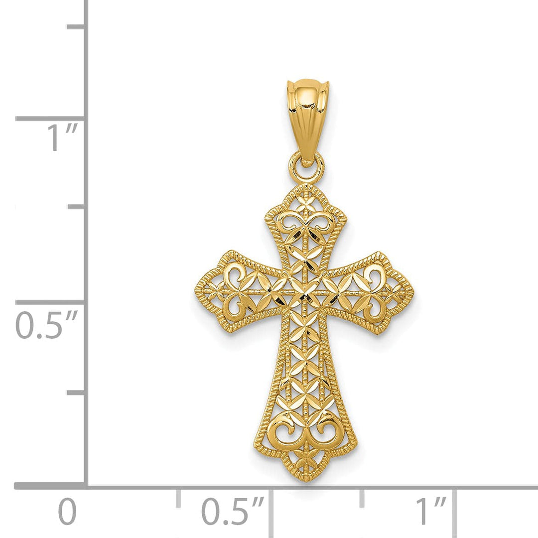 Lovely Rita's Charms & Pendants 14K Yellow Gold Classic Polished Filigree Cross Pendant