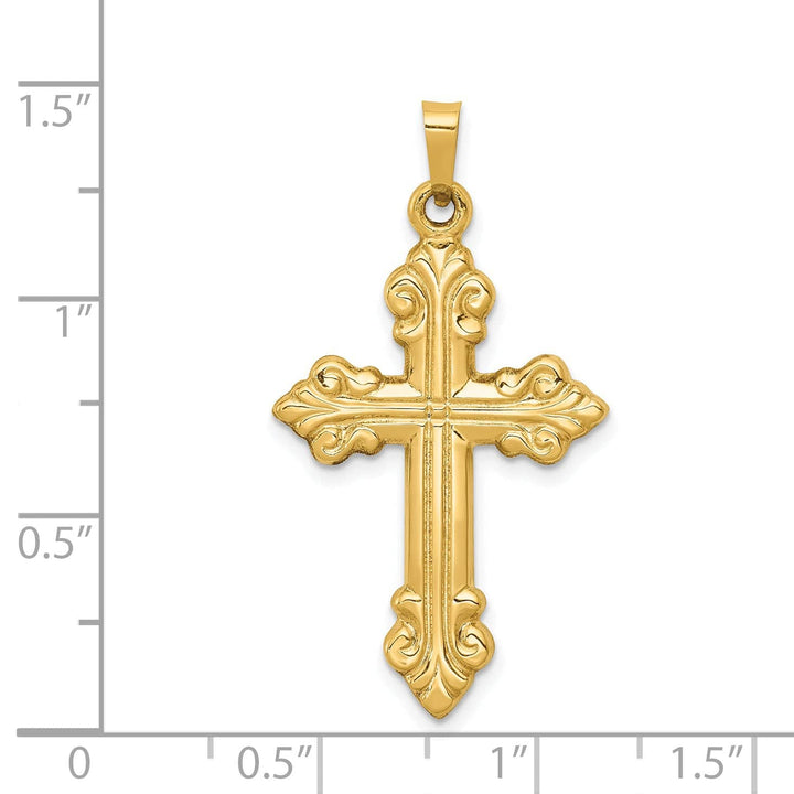 Lovely Rita's Charms & Pendants 14K Yellow Gold Classic Polished Fleur de Lis Cross Pendant