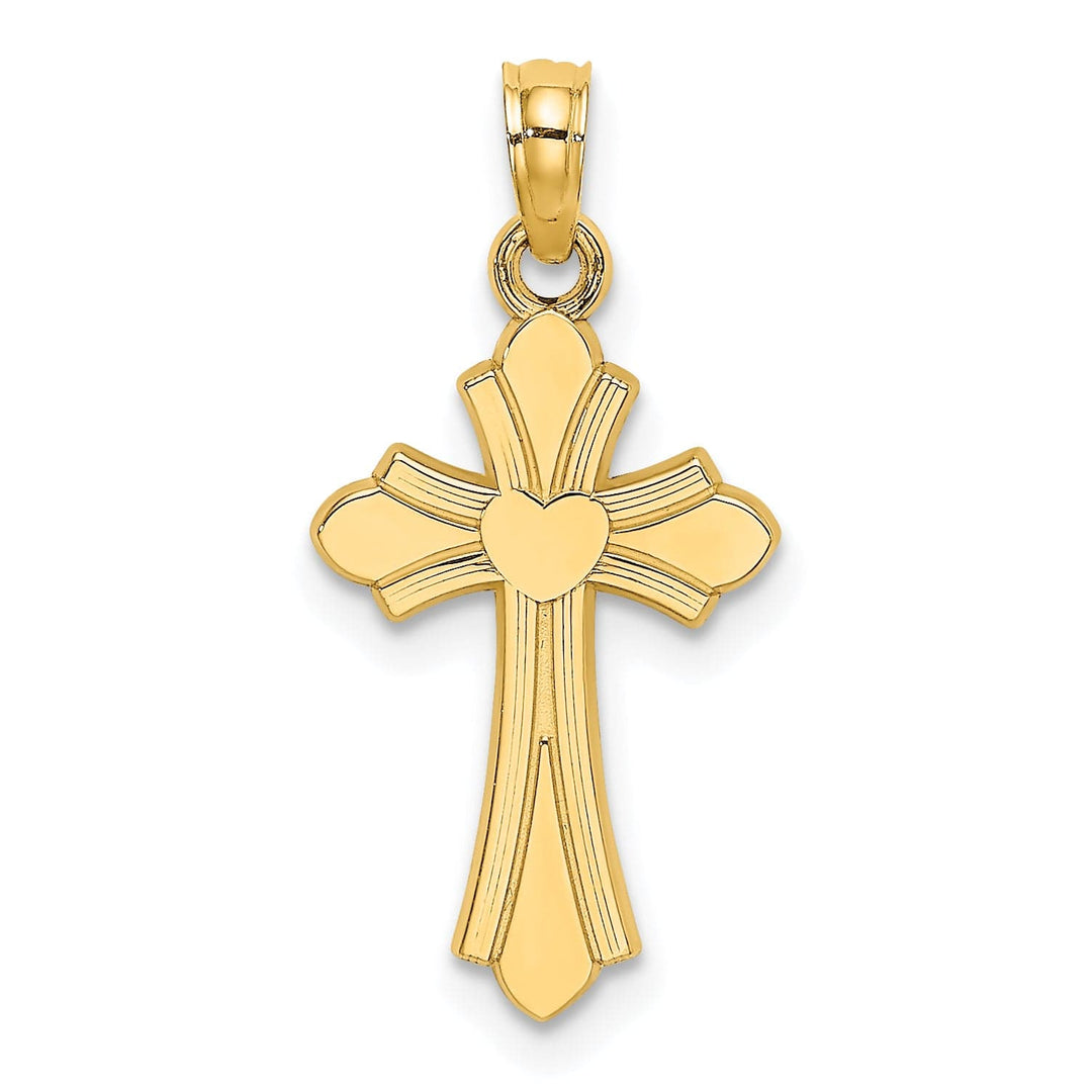 Lovely Rita's Charms & Pendants 14K Yellow Gold Classic Polished Heart Fleur de Lis Cross Pendant