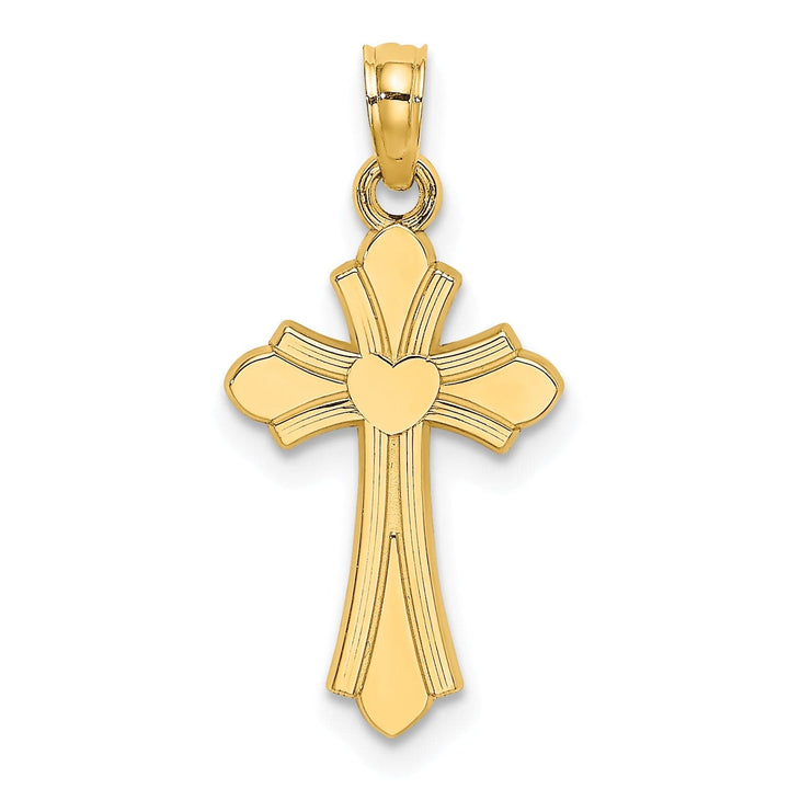 Lovely Rita's Charms & Pendants 14K Yellow Gold Classic Polished Heart Fleur de Lis Cross Pendant