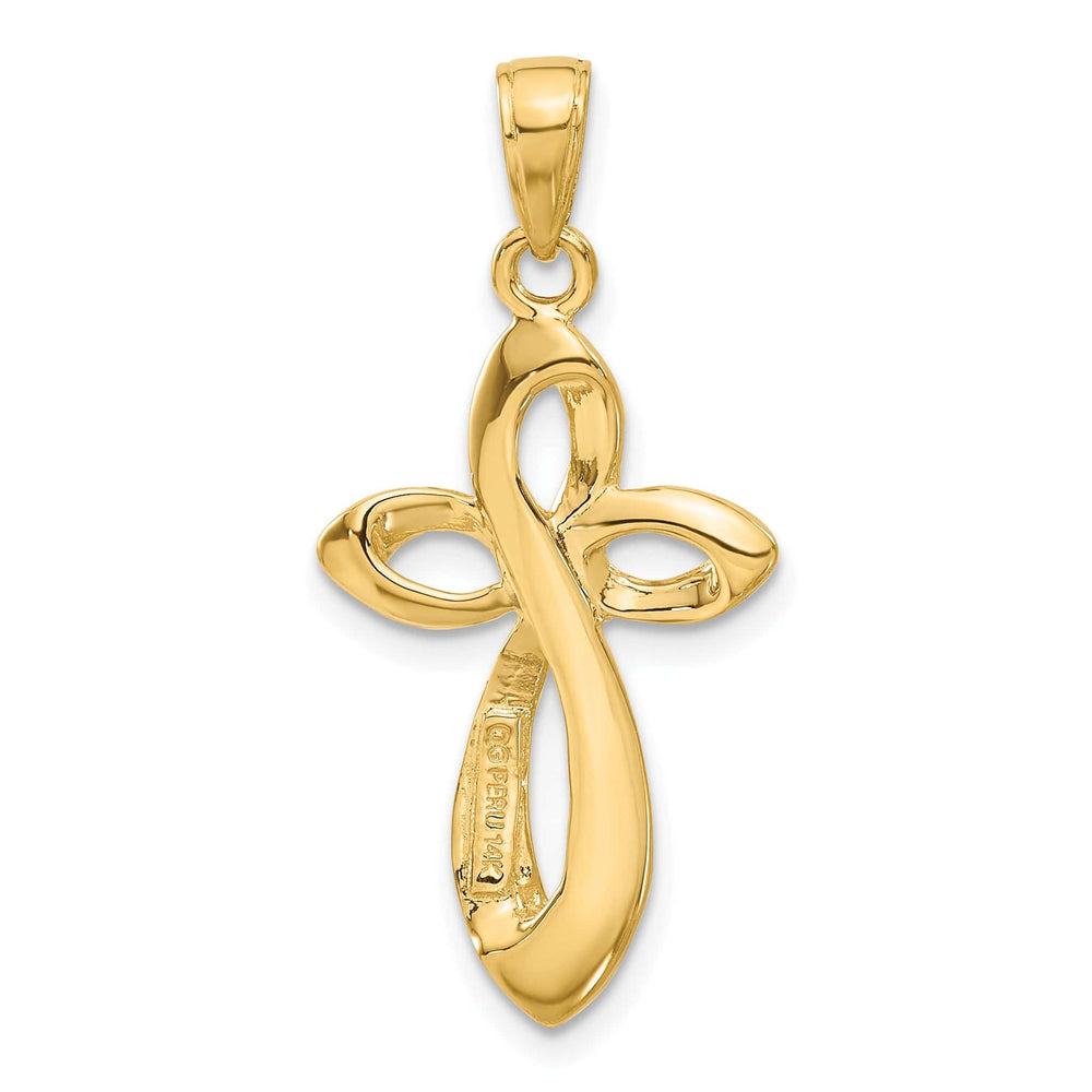 Lovely Rita's Charms & Pendants 14K Yellow Gold Classic Polished Satin Ribbon Passion Cross Pendant