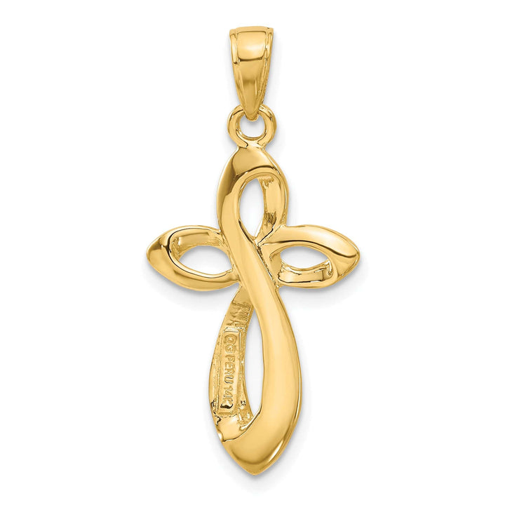 Lovely Rita's Charms & Pendants 14K Yellow Gold Classic Polished Satin Ribbon Passion Cross Pendant