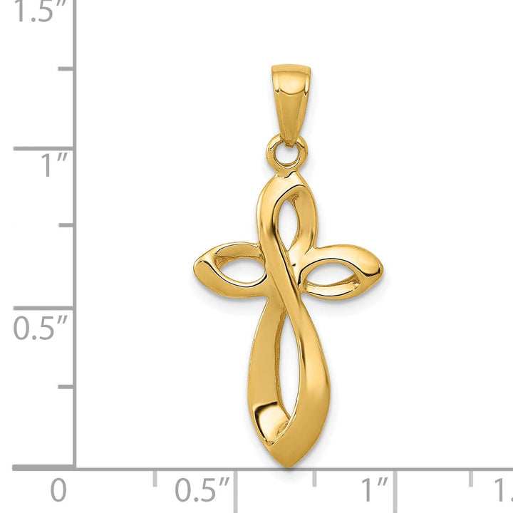 Lovely Rita's Charms & Pendants 14K Yellow Gold Classic Polished Satin Ribbon Passion Cross Pendant