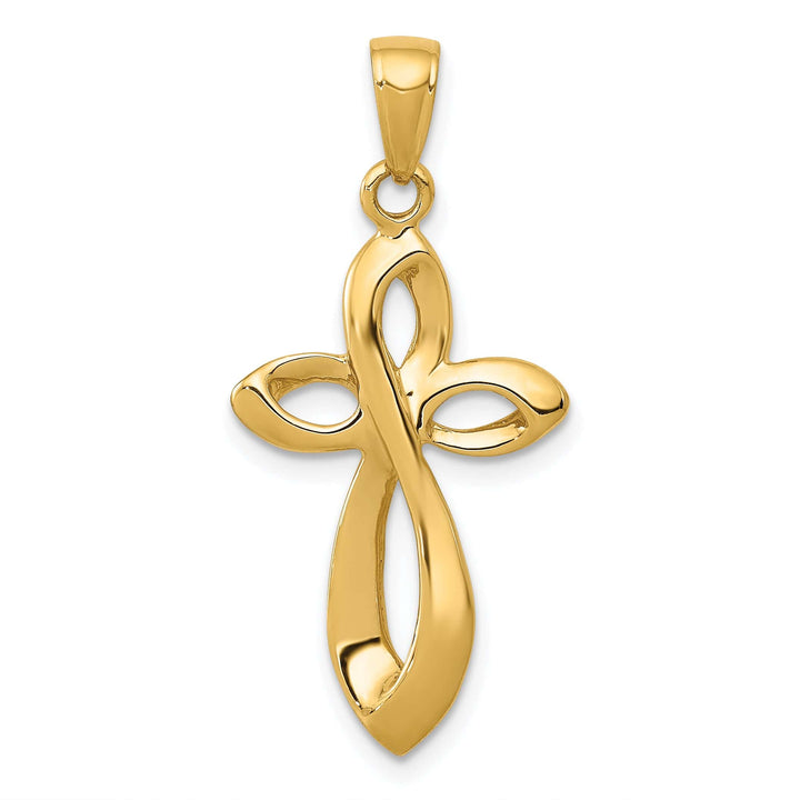 Lovely Rita's Charms & Pendants 14K Yellow Gold Classic Polished Satin Ribbon Passion Cross Pendant