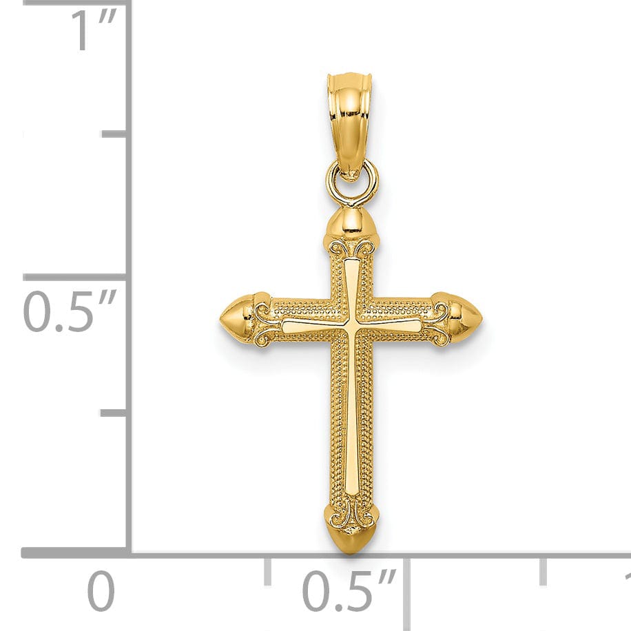 Lovely Rita's Charms & Pendants 14K Yellow Gold Classic Polished Scroll Design Passion Cross Pendant