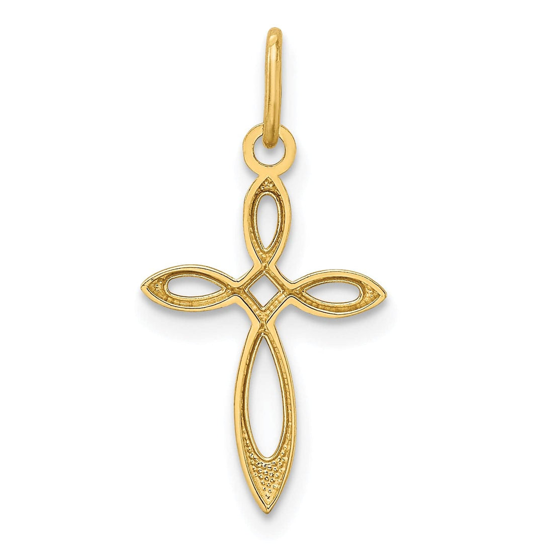 Lovely Rita's Charms & Pendants 14K Yellow Gold Classic Polished Small Ribbon Passion Cross Pendant