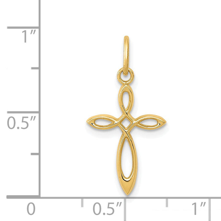 Lovely Rita's Charms & Pendants 14K Yellow Gold Classic Polished Small Ribbon Passion Cross Pendant