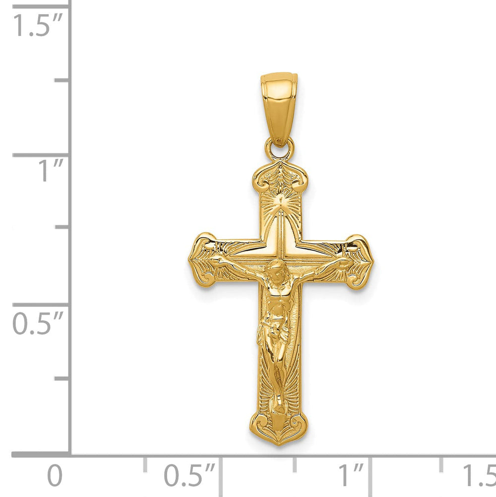 Lovely Rita's Charms & Pendants 14K Yellow Gold Classic Polished Textured Crucifix Cross