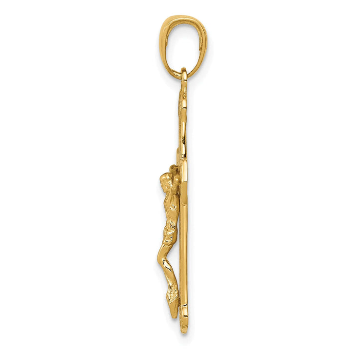 Lovely Rita's Charms & Pendants 14K Yellow Gold Classic Polished Textured Crucifix Cross