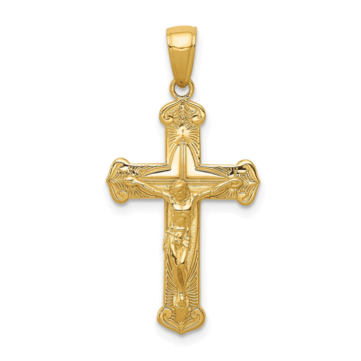 Lovely Rita's Charms & Pendants 14K Yellow Gold Classic Polished Textured Crucifix Cross