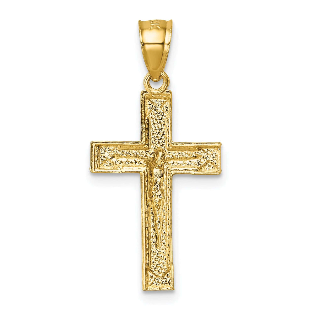 Lovely Rita's Charms & Pendants 14K Yellow Gold Classic Polished Textured Crucifix Cross Pendant