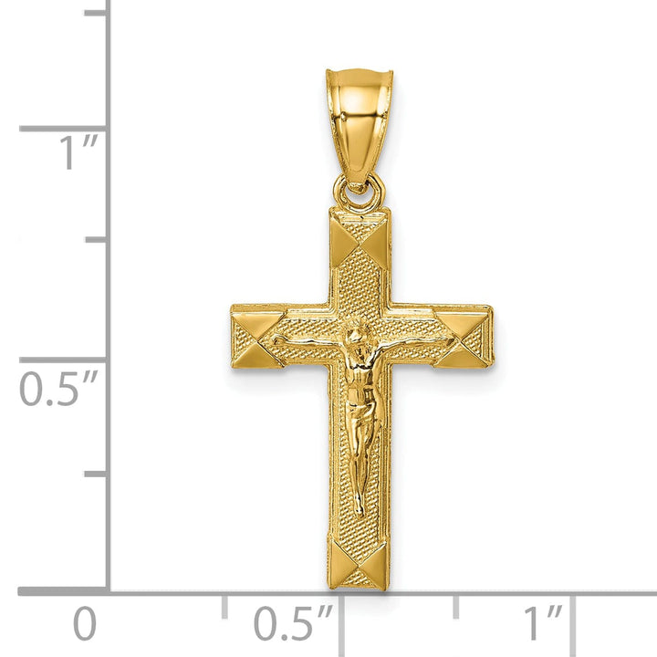 Lovely Rita's Charms & Pendants 14K Yellow Gold Classic Polished Textured Crucifix Cross Pendant