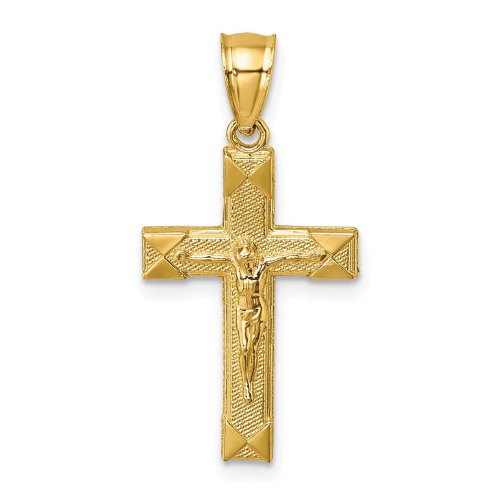 Lovely Rita's Charms & Pendants 14K Yellow Gold Classic Polished Textured Crucifix Cross Pendant