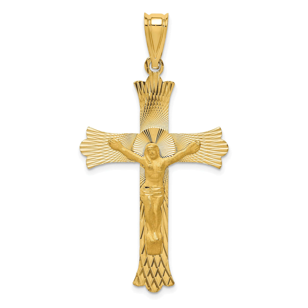 Lovely Rita's Charms & Pendants 14K Yellow Gold Classic Satin & D.C Crucifix Cross Pendant