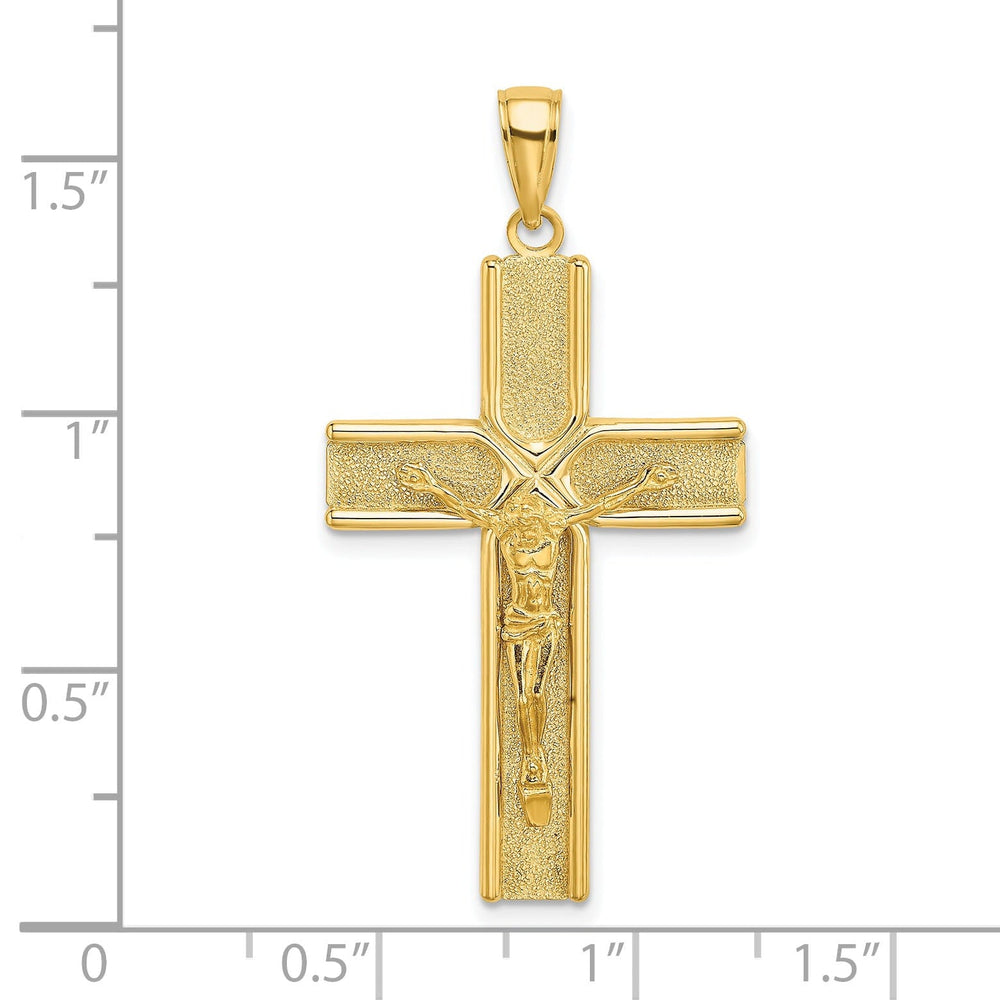 Lovely Rita's Charms & Pendants 14K Yellow Gold Classic Satin Finish Crucifix Cross Pendant