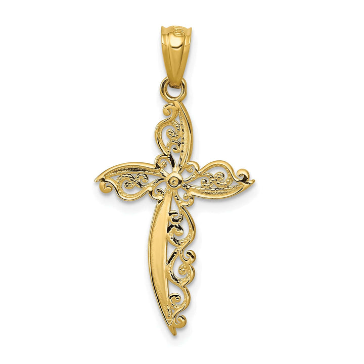 Lovely Rita's Charms & Pendants 14K Yellow Gold Classic Scroll Design Passion Cross Pendant
