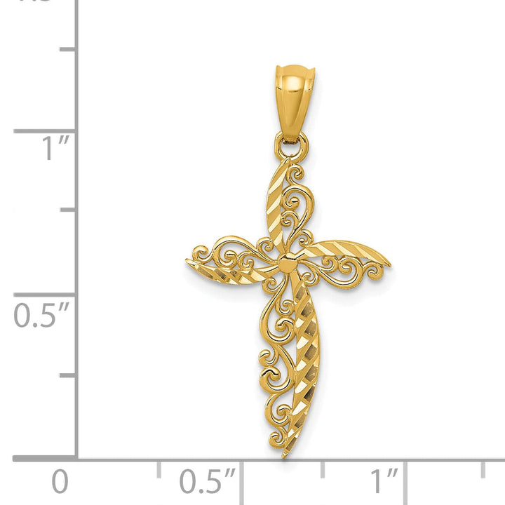Lovely Rita's Charms & Pendants 14K Yellow Gold Classic Scroll Design Passion Cross Pendant