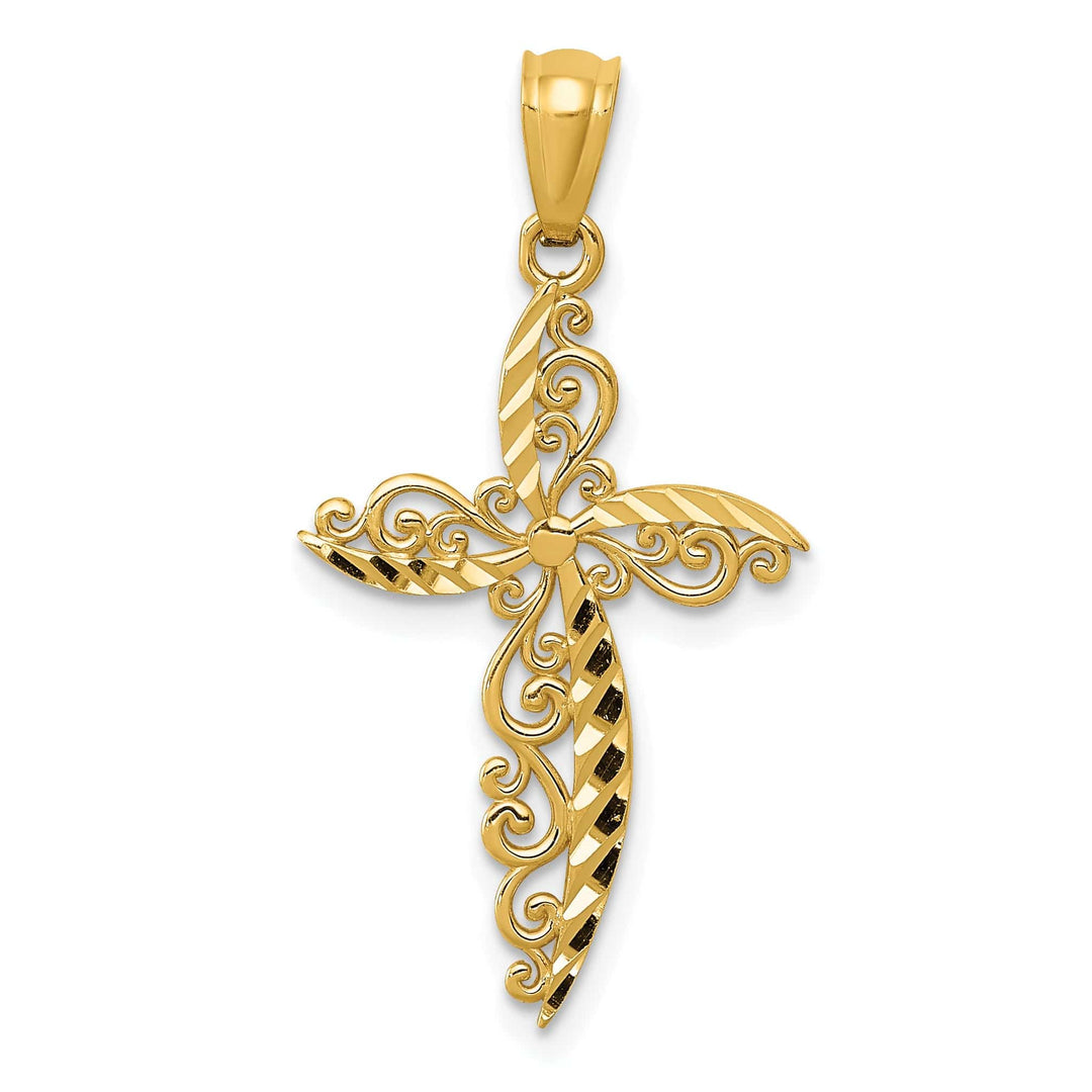 Lovely Rita's Charms & Pendants 14K Yellow Gold Classic Scroll Design Passion Cross Pendant