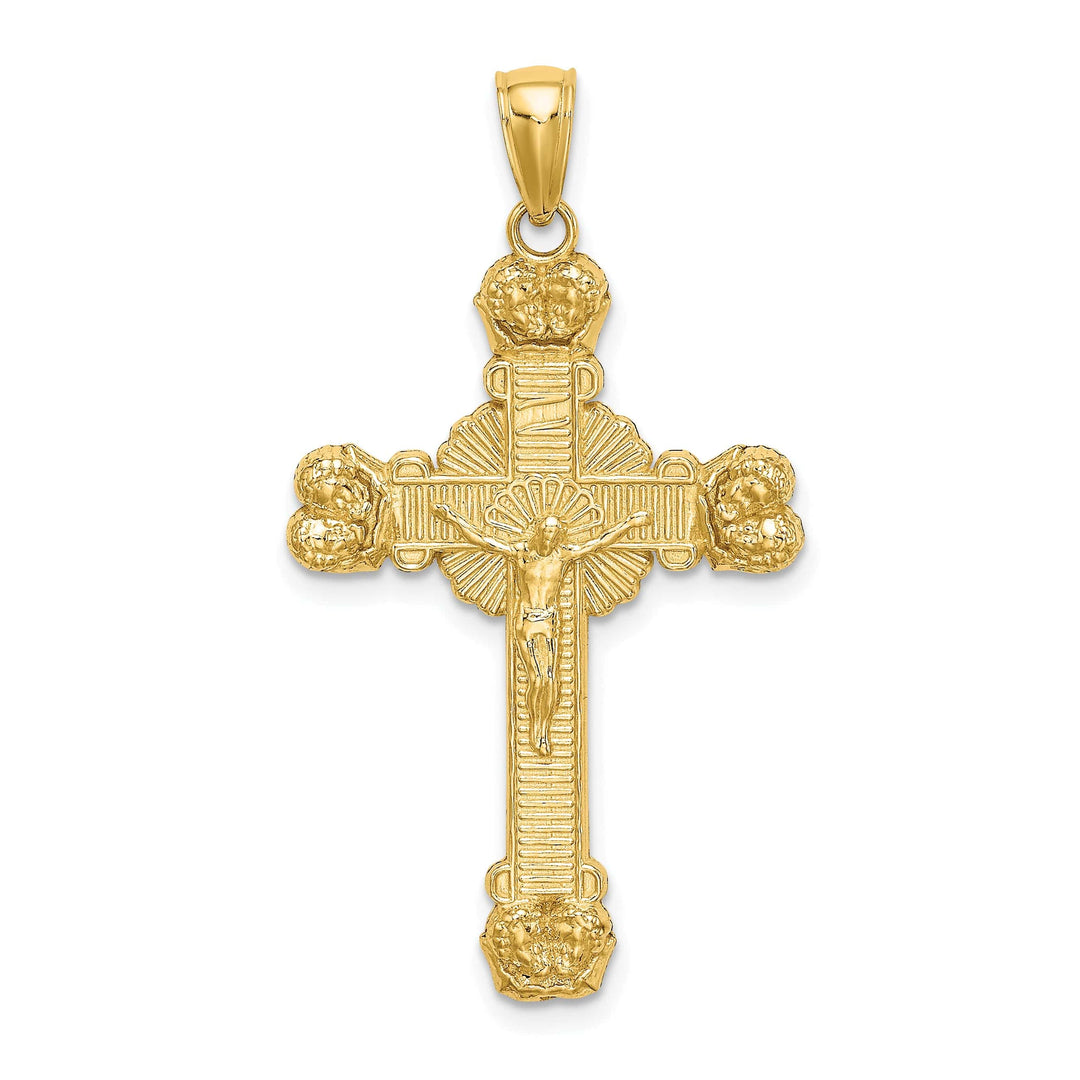 Lovely Rita's Charms & Pendants 14K Yellow Gold Classic Sunburst Crucifix Cross Pendant