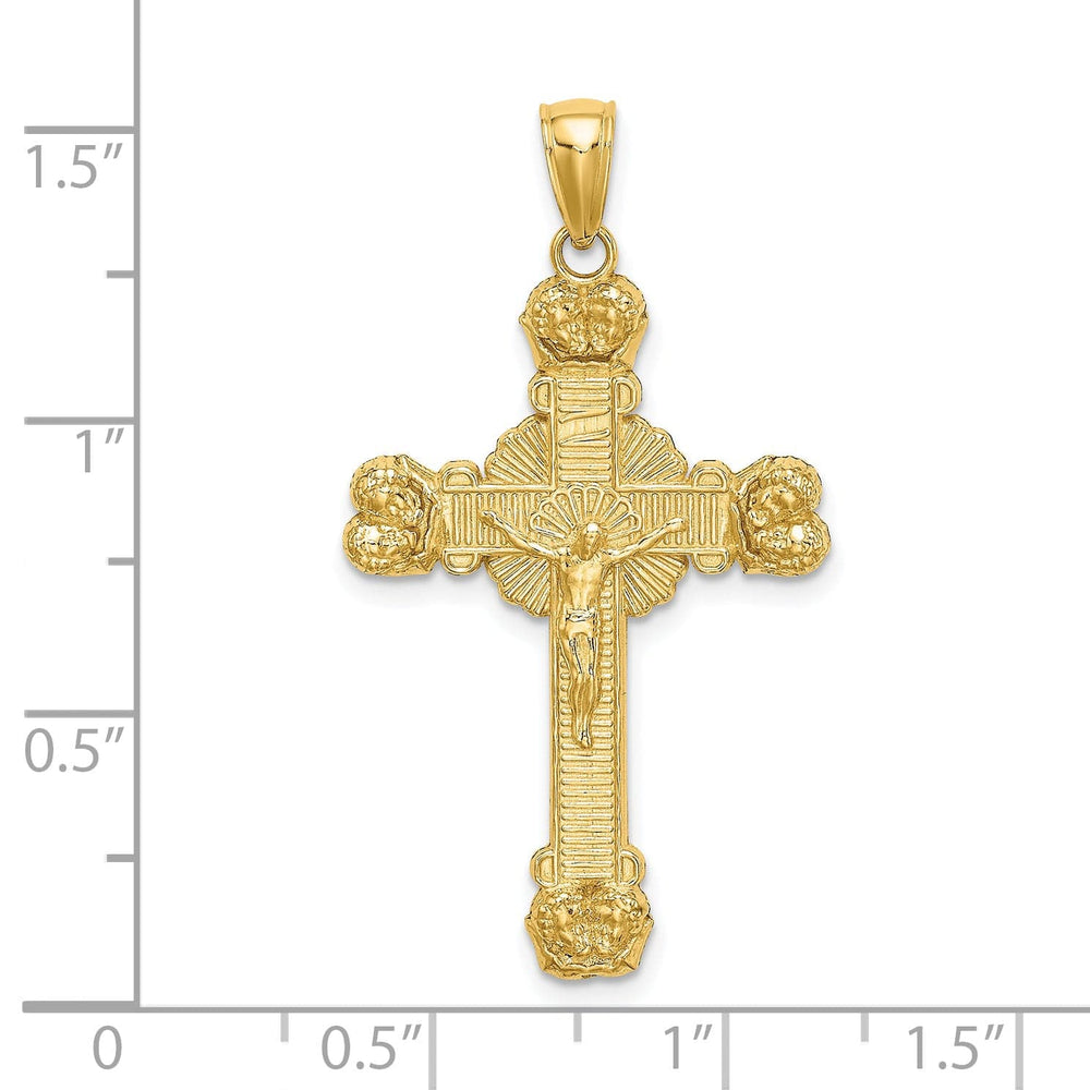 Lovely Rita's Charms & Pendants 14K Yellow Gold Classic Sunburst Crucifix Cross Pendant