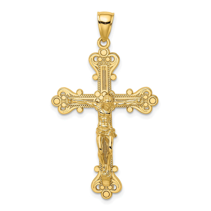 Lovely Rita's Charms & Pendants 14K Yellow Gold Classic Textured Fleur de Lis Cross Pendant