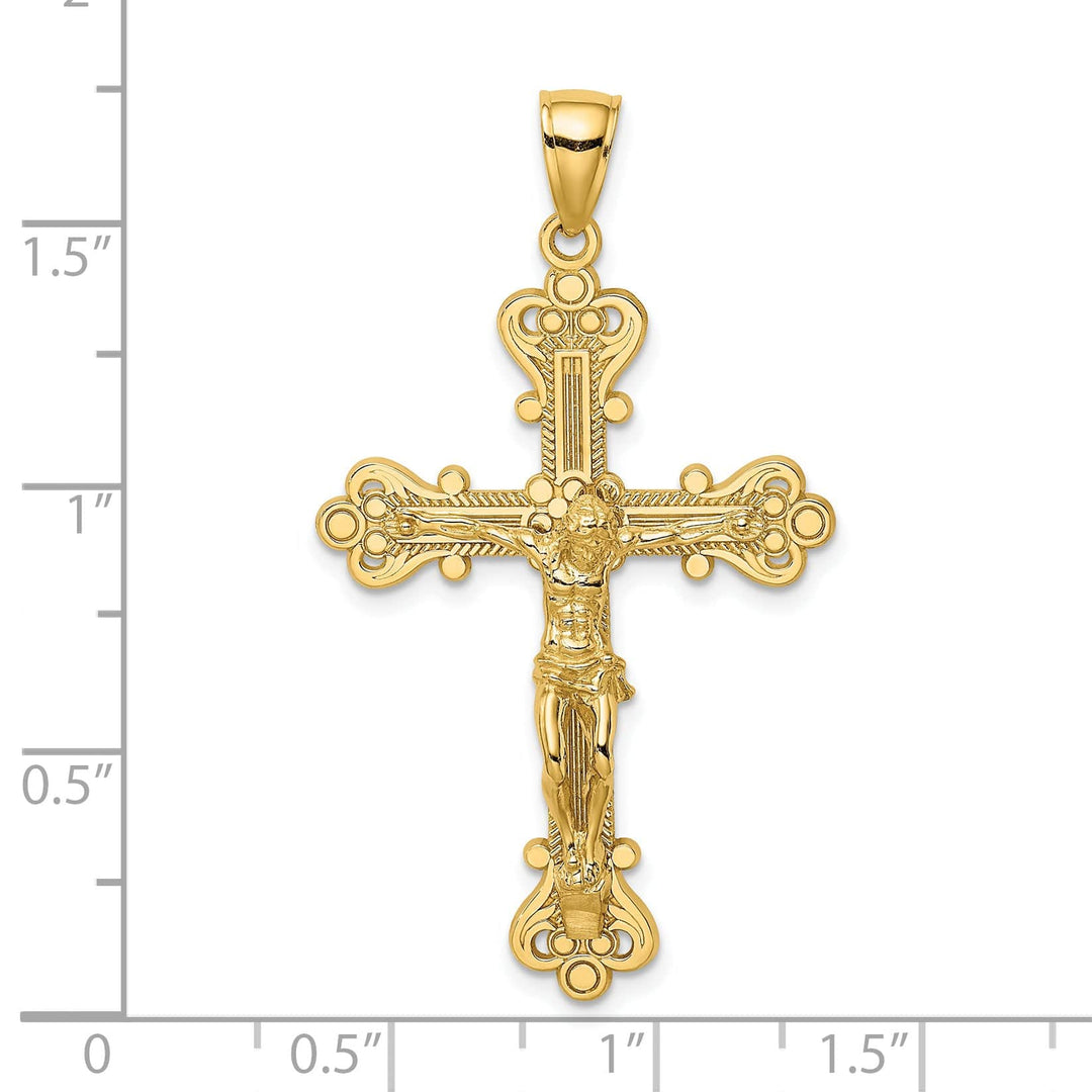 Lovely Rita's Charms & Pendants 14K Yellow Gold Classic Textured Fleur de Lis Cross Pendant