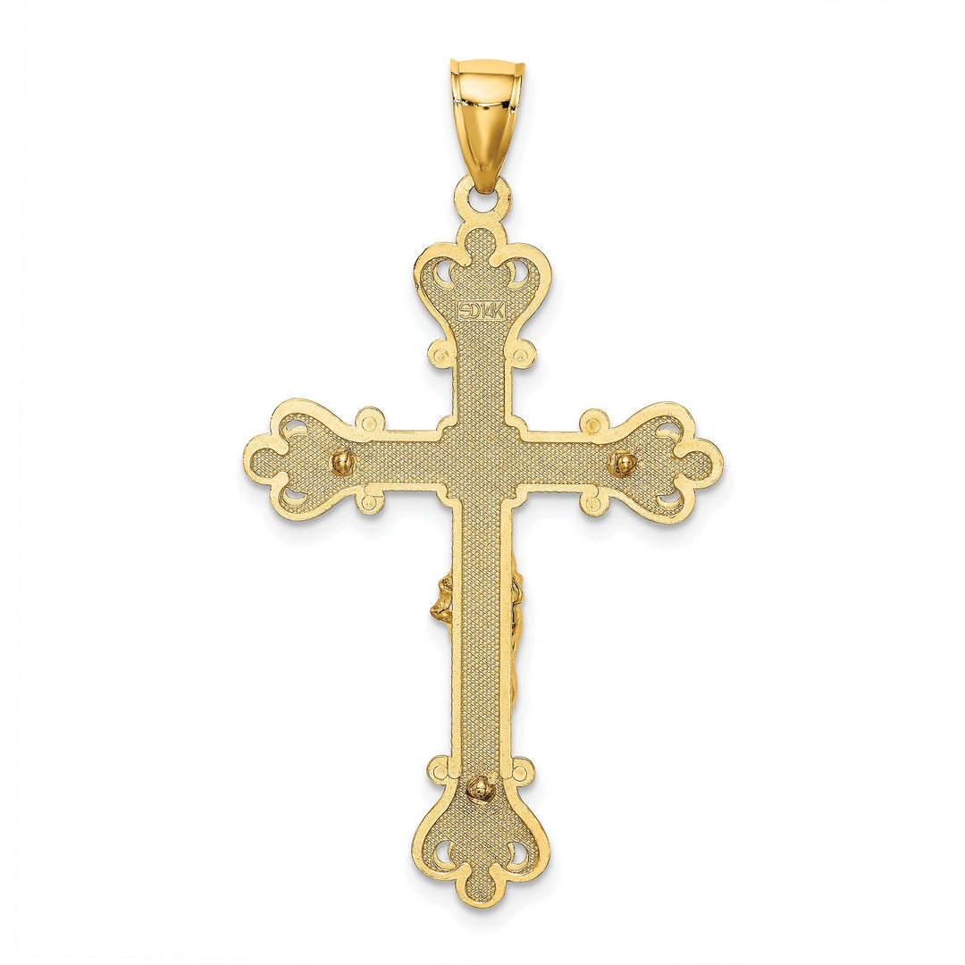 Lovely Rita's Charms & Pendants 14K Yellow Gold Classic Textured Fleur de Lis Cross Pendant