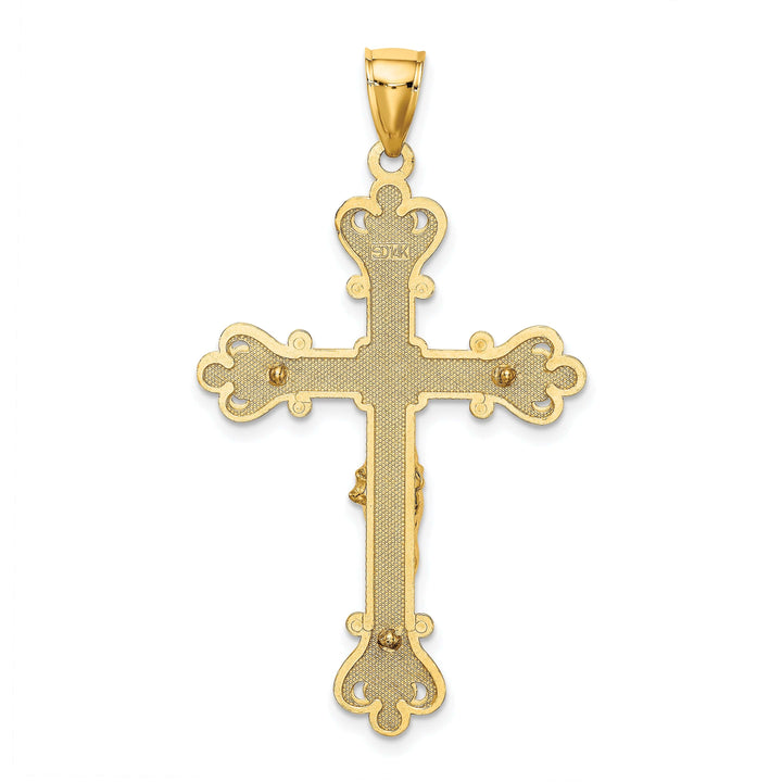 Lovely Rita's Charms & Pendants 14K Yellow Gold Classic Textured Fleur de Lis Cross Pendant