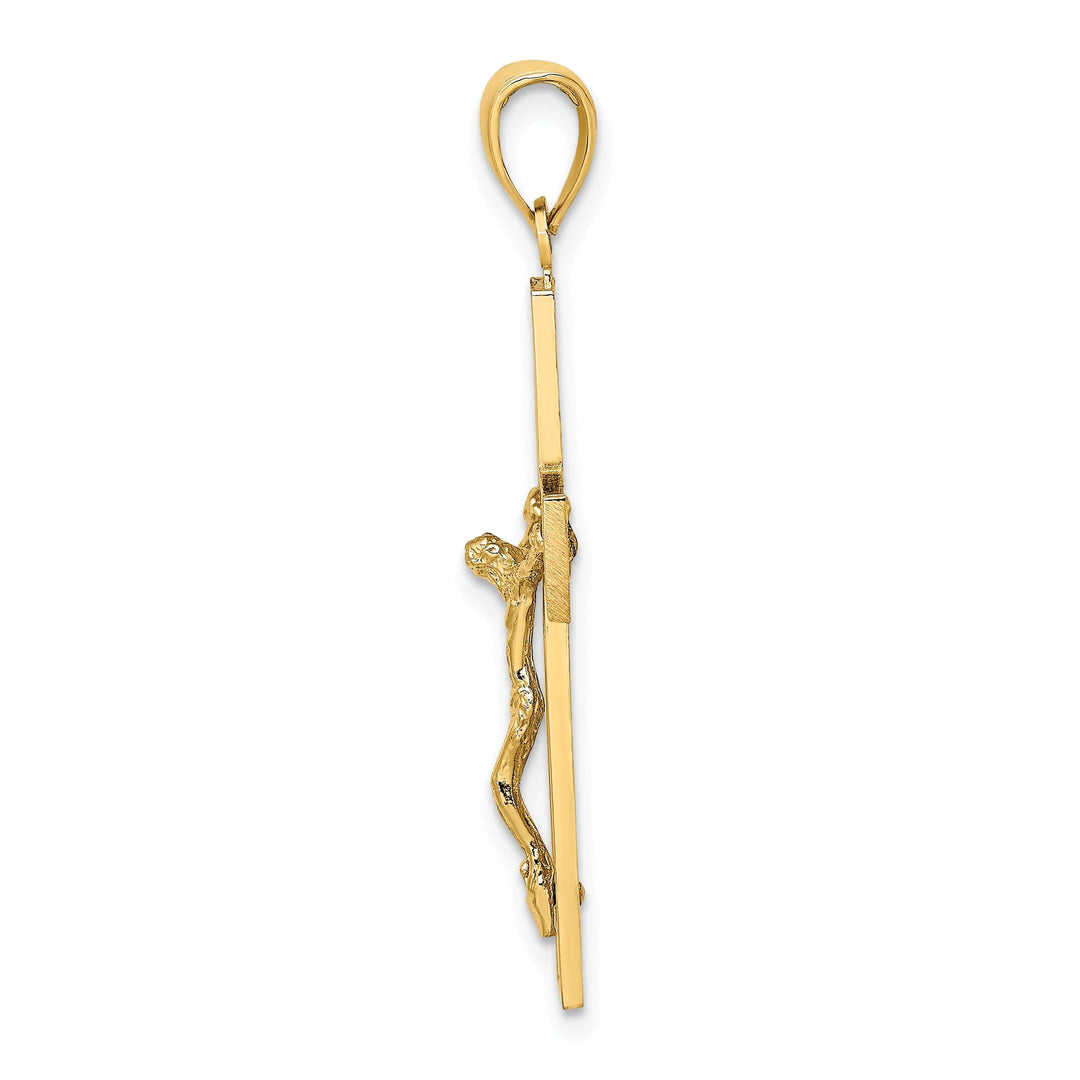 Lovely Rita's Charms & Pendants 14K Yellow Gold Classic Textured Swirl Design Crucifix Cross Pendant