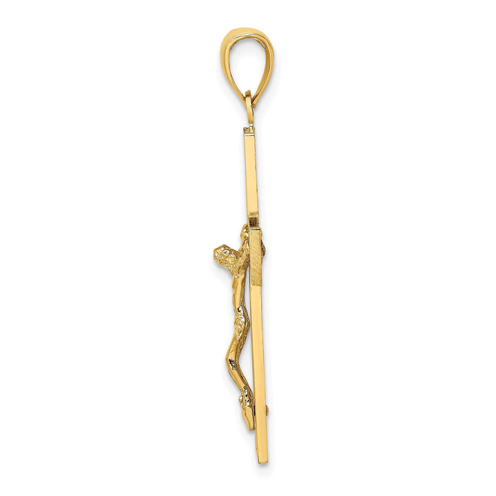 Lovely Rita's Charms & Pendants 14K Yellow Gold Classic Textured Swirl Design Crucifix Cross Pendant