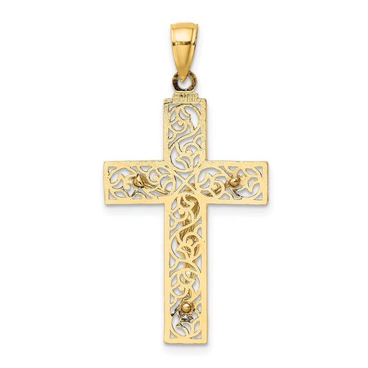 Lovely Rita's Charms & Pendants 14K Yellow Gold Classic Textured Swirl Design Crucifix Cross Pendant