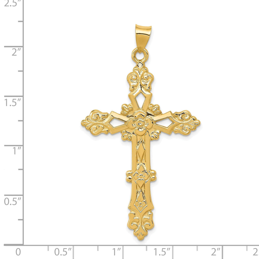 Lovely Rita's Charms & Pendants 14K Yellow Gold Contemporary Polished Filigree Cross Pendant