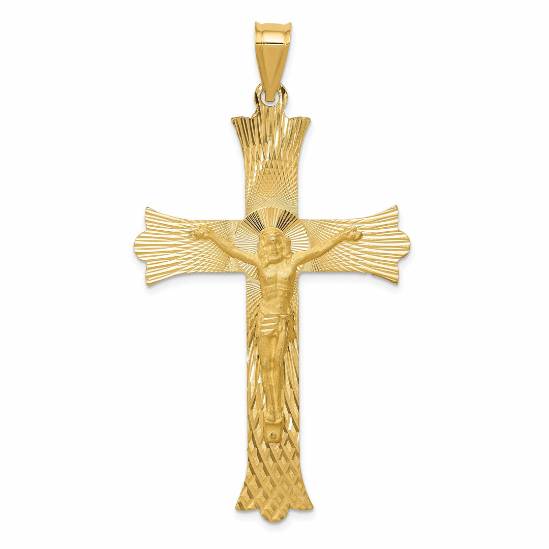 Lovely Rita's Charms & Pendants 14K Yellow Gold Contemporary Satin & D.C Crucifix Cross Pendant