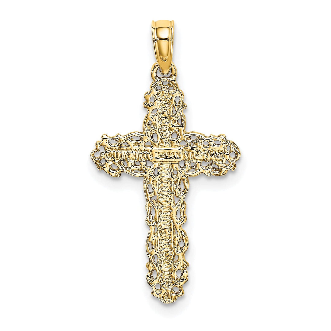 Lovely Rita's Charms & Pendants 14K Yellow Gold Contemporary with Lace Trim Filigree Cross Pendant