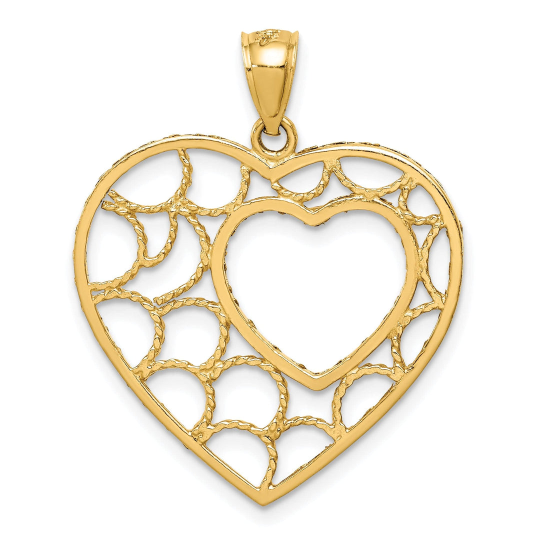 Lovely Rita's Charms & Pendants 14k Yellow Gold D.C Finish Heart Pendant