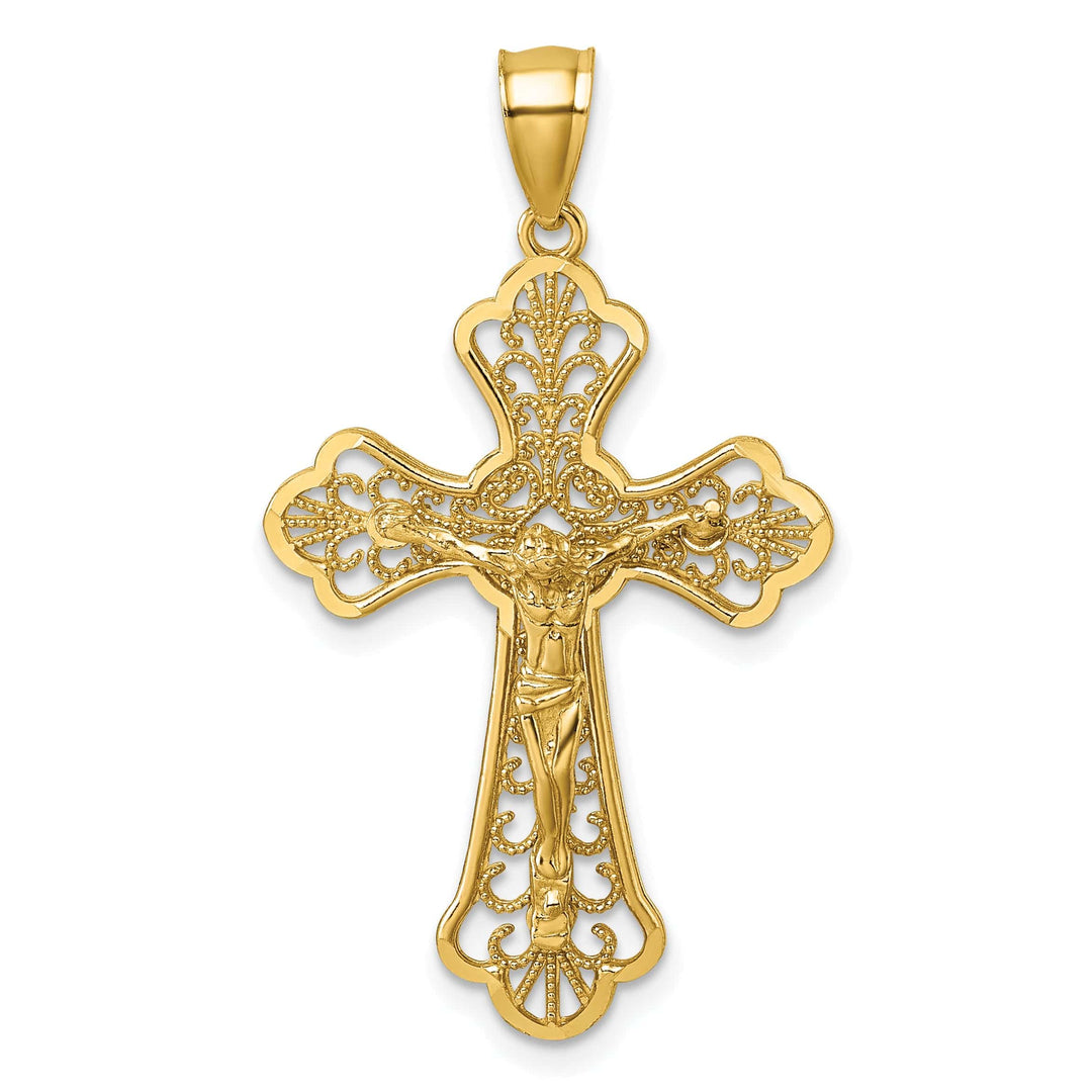 Lovely Rita's Charms & Pendants 14K Yellow Gold D.C Fleur de Lis Filigree Crucifix Cross Pendant