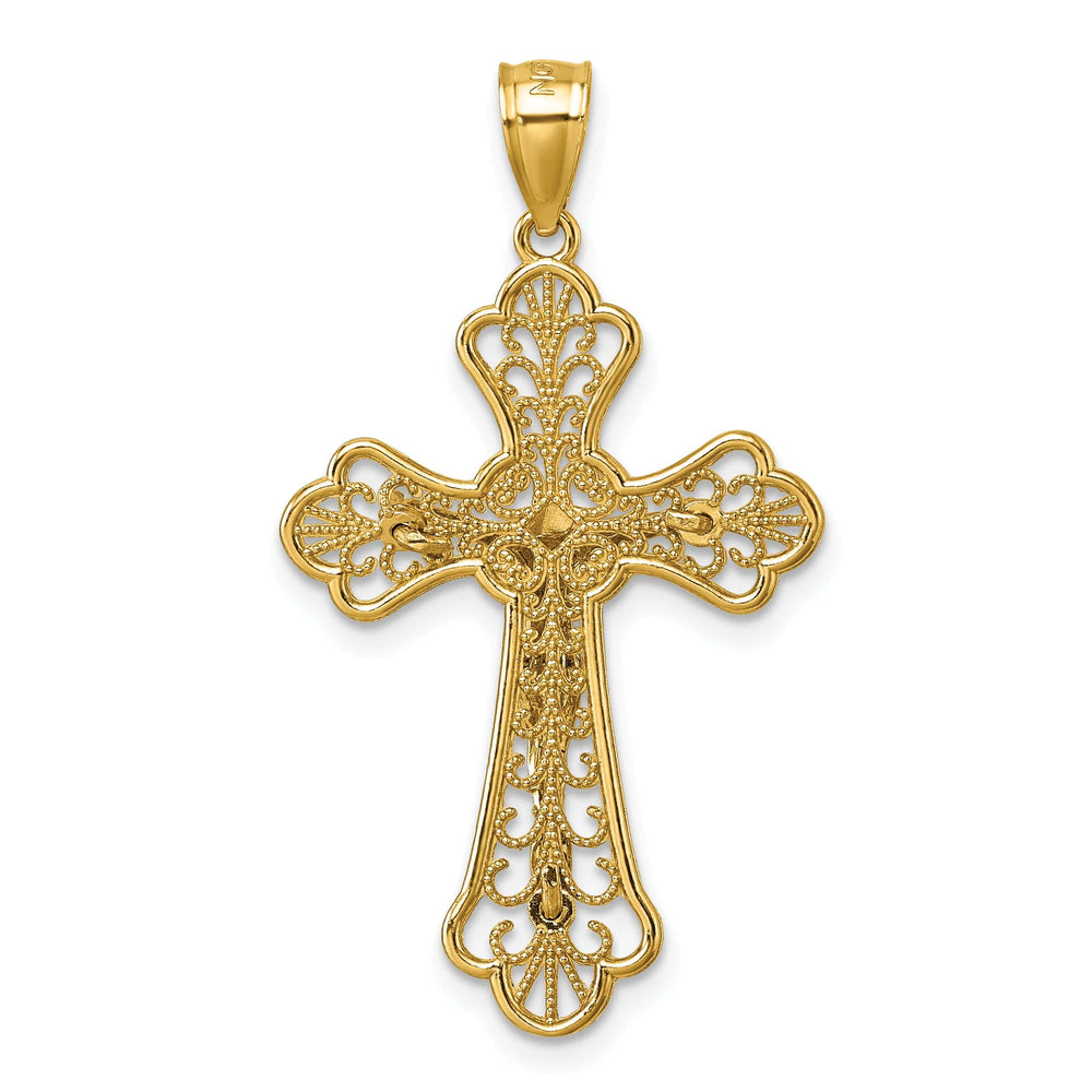 Lovely Rita's Charms & Pendants 14K Yellow Gold D.C Fleur de Lis Filigree Crucifix Cross Pendant