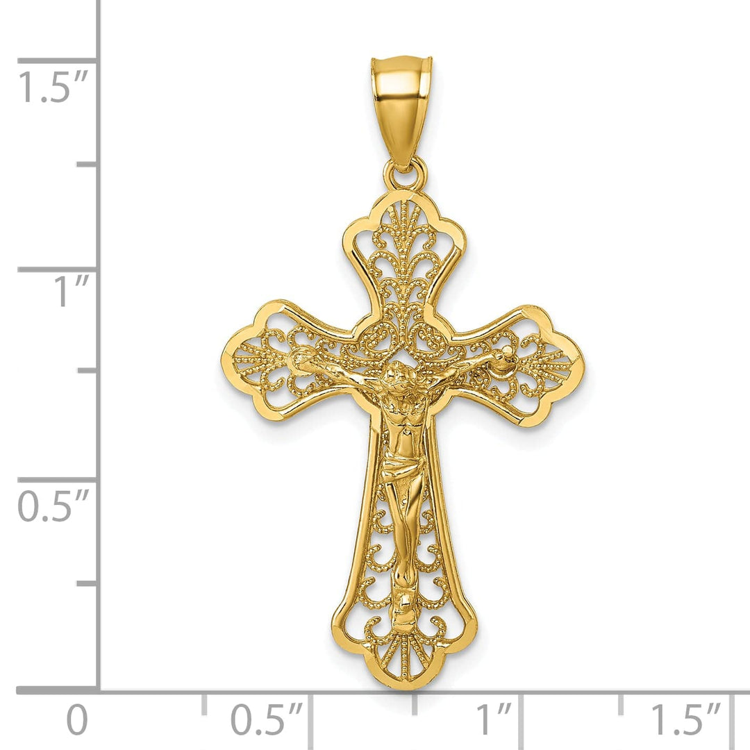 Lovely Rita's Charms & Pendants 14K Yellow Gold D.C Fleur de Lis Filigree Crucifix Cross Pendant