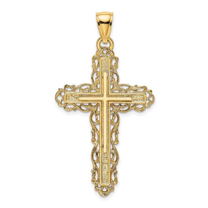 Lovely Rita's Charms & Pendants 14K Yellow Gold Dainty with Lace Trim Filigree Cross Pendant