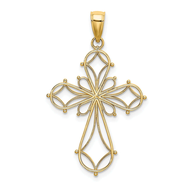 Lovely Rita's Charms & Pendants 14K Yellow Gold Detailed Cut-Out Shapes Fancy Filigree Cross Pendant