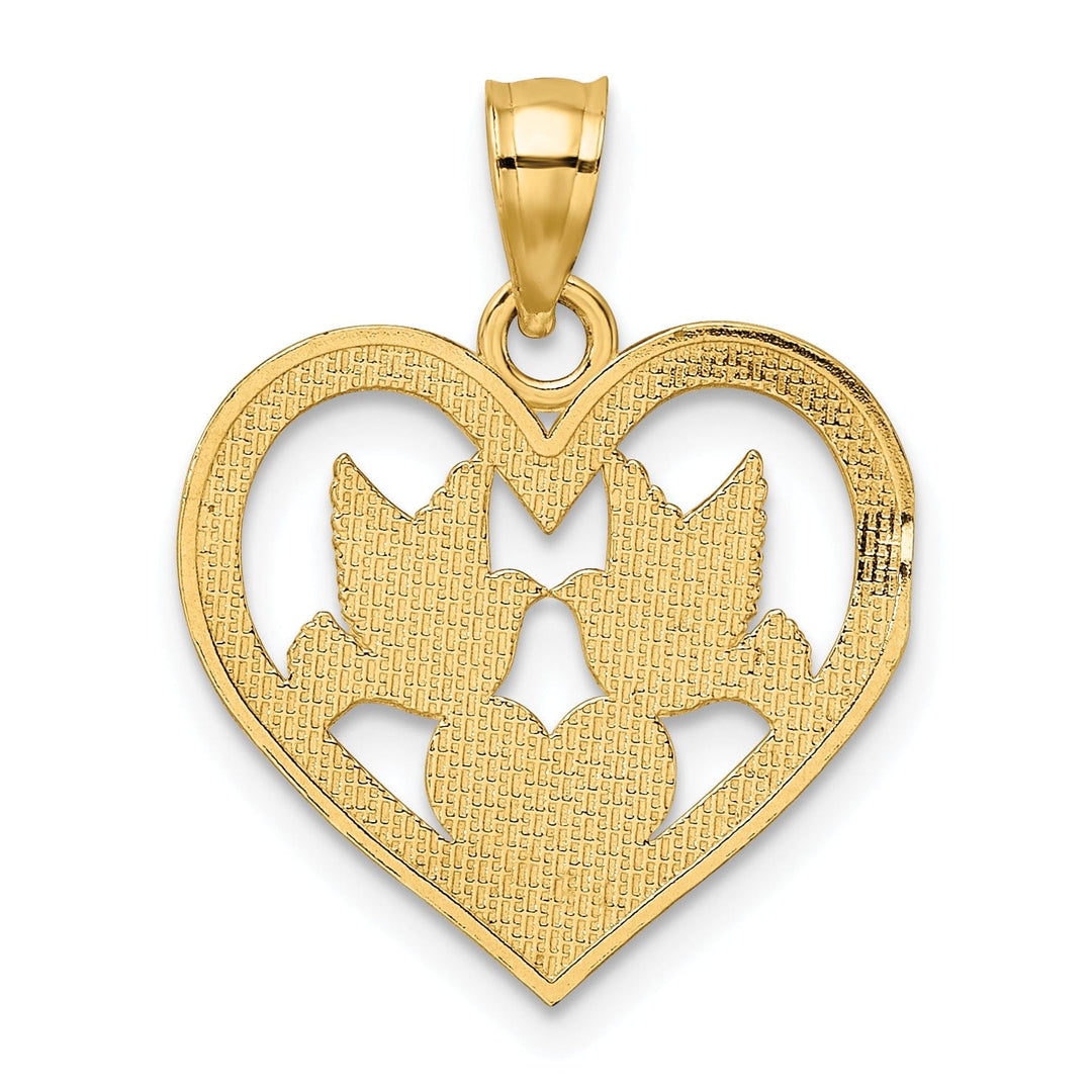 Lovely Rita's Charms & Pendants 14k Yellow Gold Doves In Heart Pendant