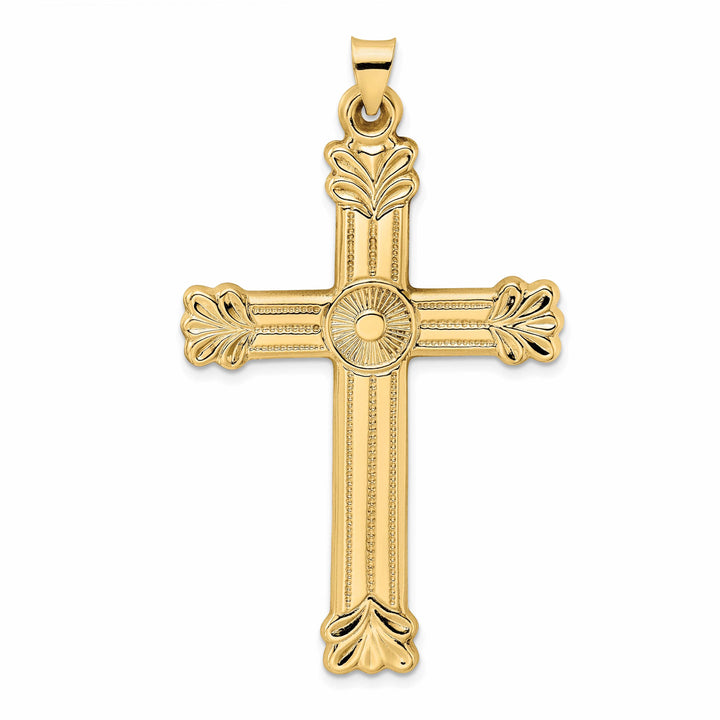 Lovely Rita's Charms & Pendants 14K Yellow Gold Elegant Circle Center Filigree Cross Pendant