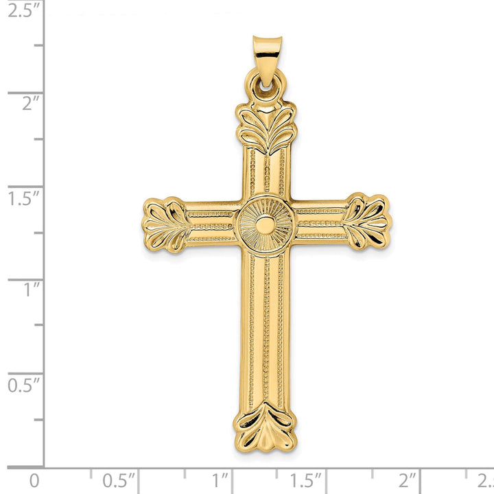 Lovely Rita's Charms & Pendants 14K Yellow Gold Elegant Circle Center Filigree Cross Pendant