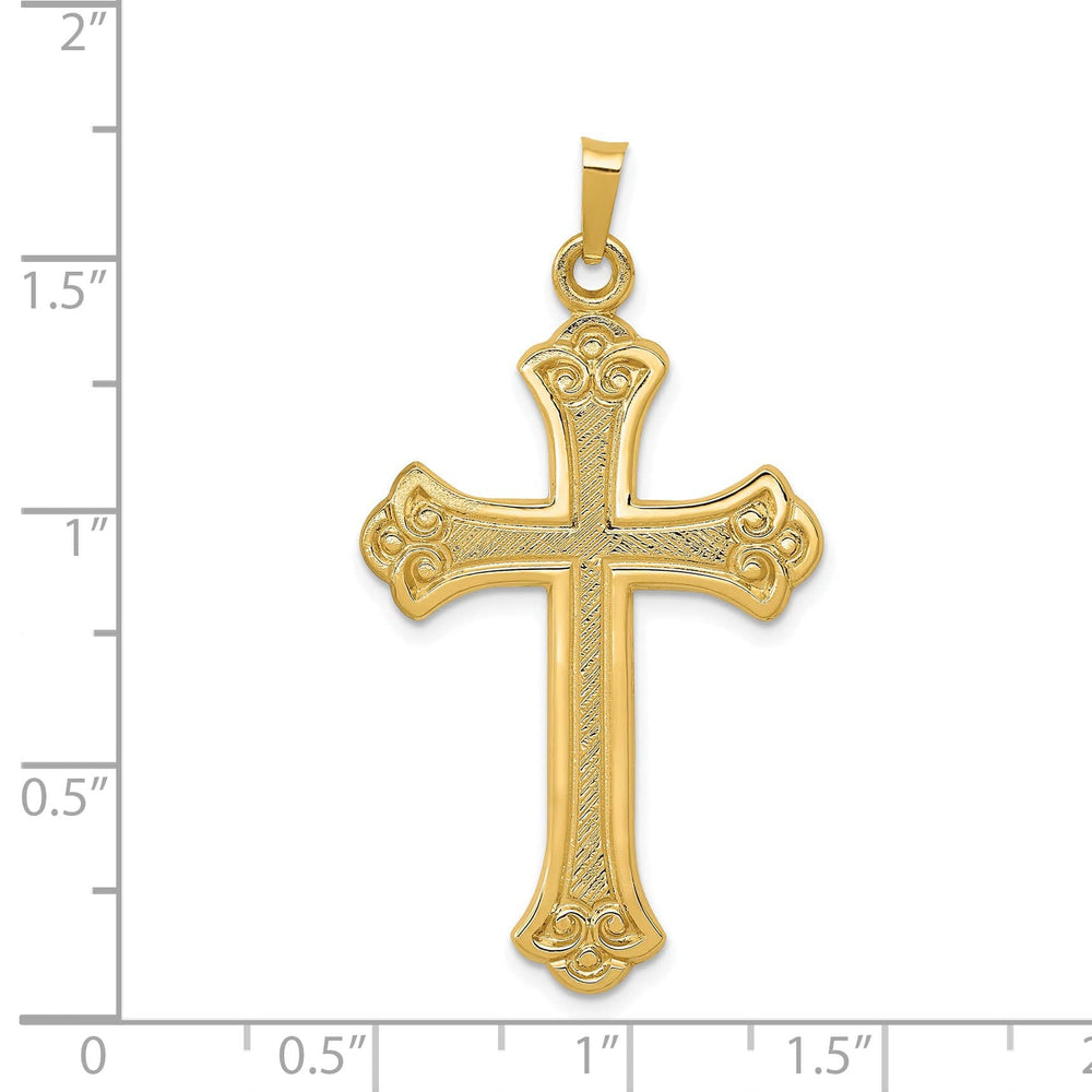 Lovely Rita's Charms & Pendants 14K Yellow Gold Elegant & Polished Fleur de Lis Cross Pendant