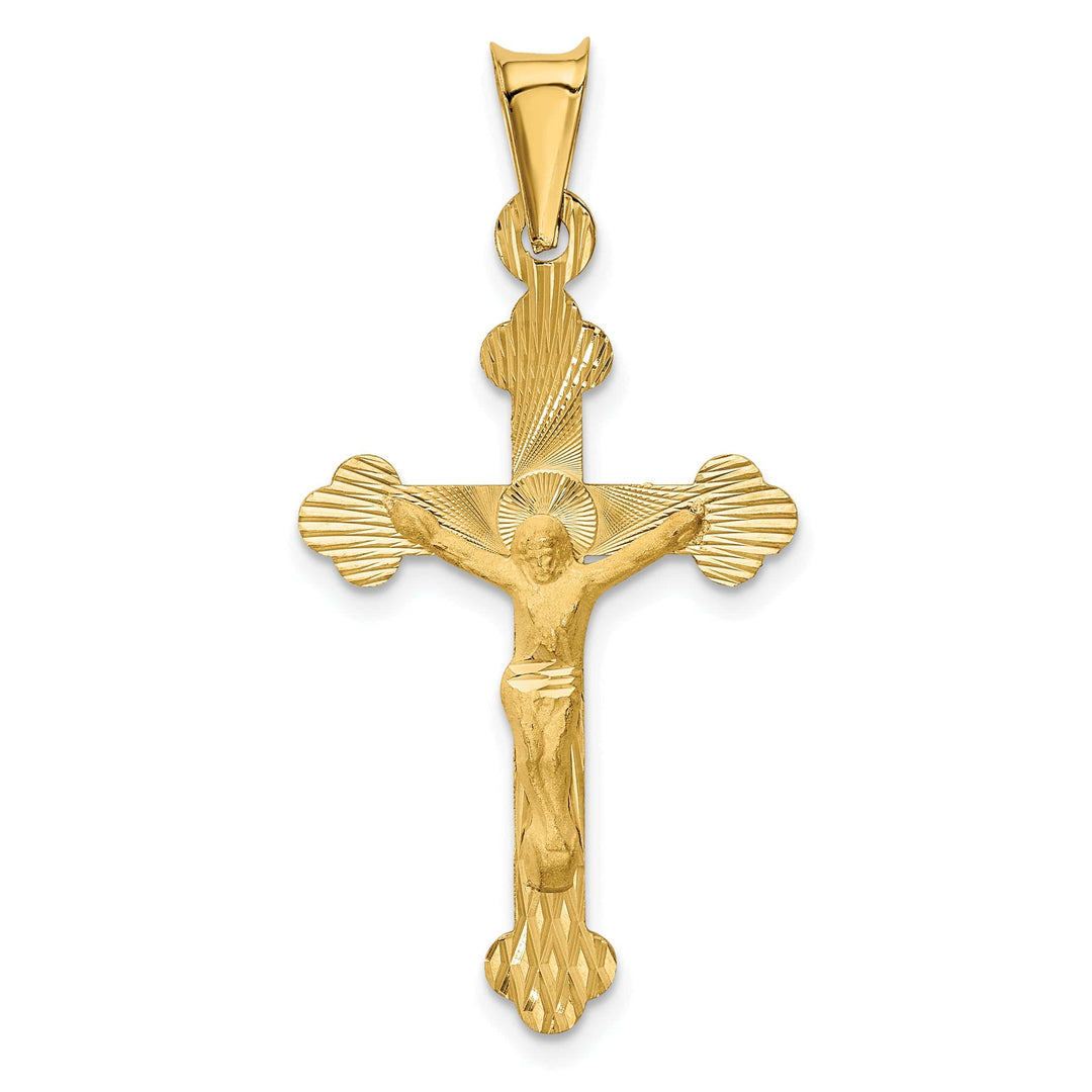Lovely Rita's Charms & Pendants 14K Yellow Gold Elegant Satin & D.C Crucifix Cross Pendant