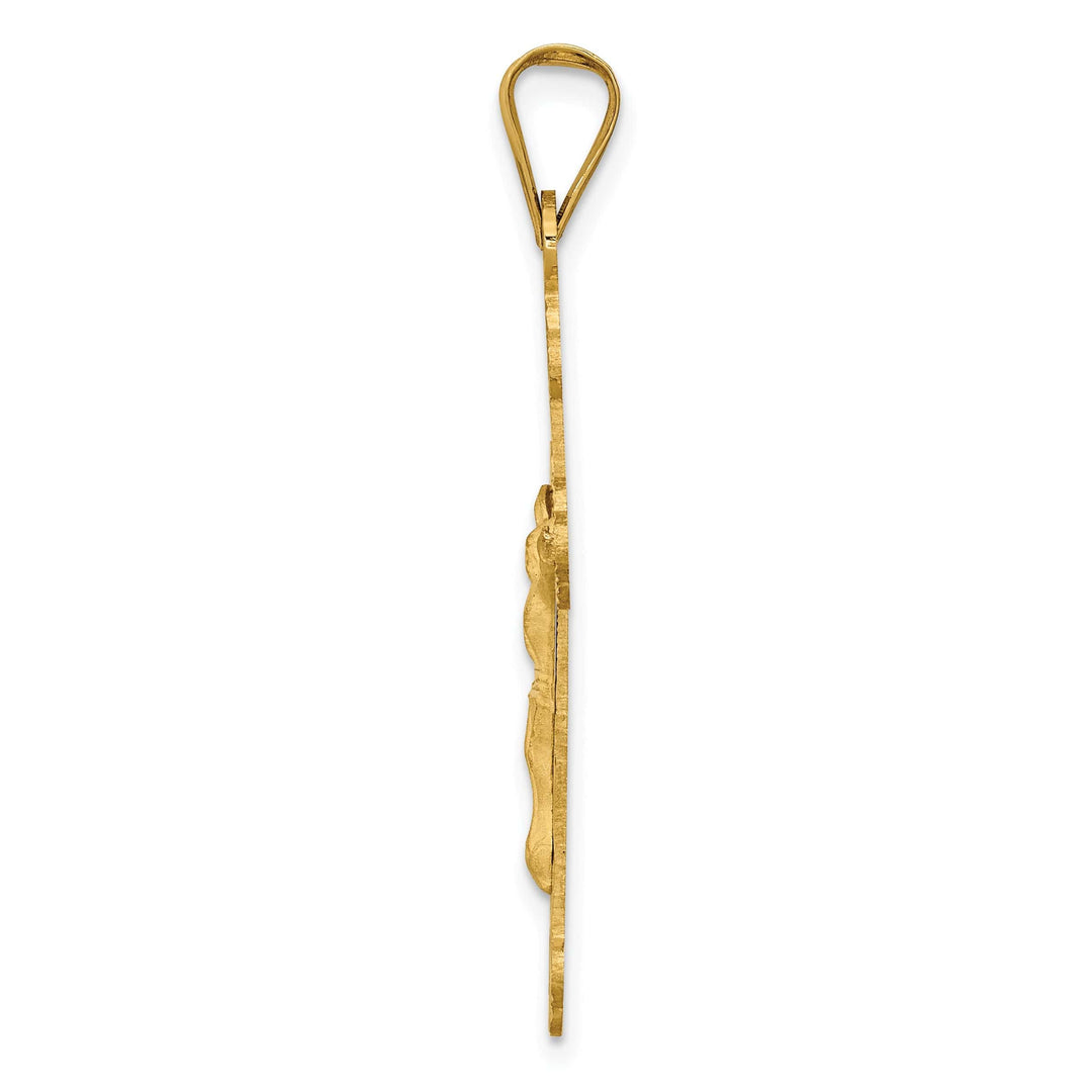 Lovely Rita's Charms & Pendants 14K Yellow Gold Elegant Satin & D.C Crucifix Cross Pendant