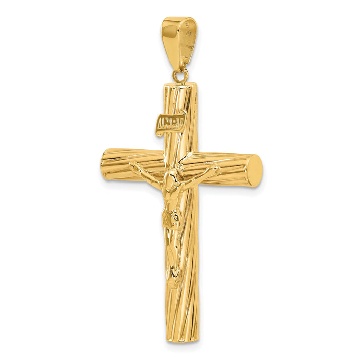 Lovely Rita's Charms & Pendants 14K Yellow Gold Elegant & Textured INRI Cross Pendant